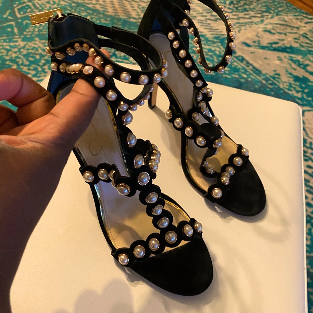 Jessica Simpson pearled heeled sandals